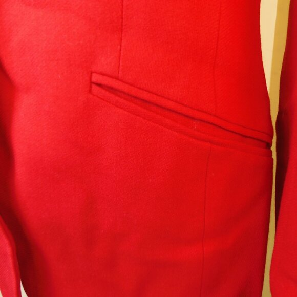 Vintage 80s Liz Claiborne Womans SZ4 Red Wool Lined Blazer Office Tailored - Picture 7 of 11